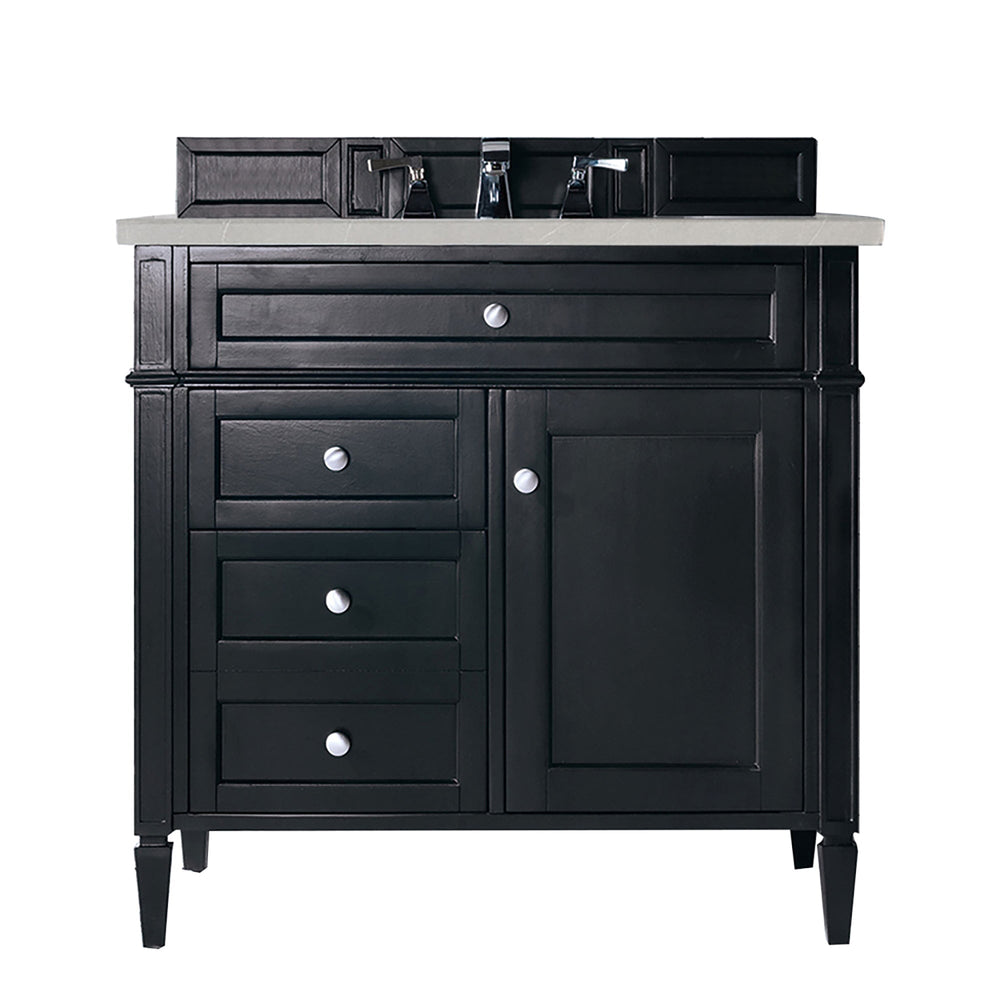 
                  
                    Brittany 36" Single Bathroom Vanity in Black Onyx Single Bathroom Vanity James Martin Vanities Eternal Jasmine Pearl Silestone 
                  
                