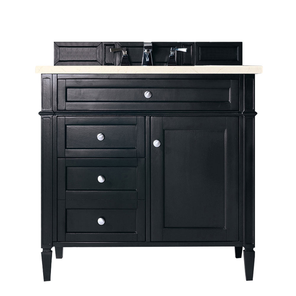 
                  
                    Brittany 36" Single Bathroom Vanity in Black Onyx Single Bathroom Vanity James Martin Vanities Eternal Marfil Silestone 
                  
                