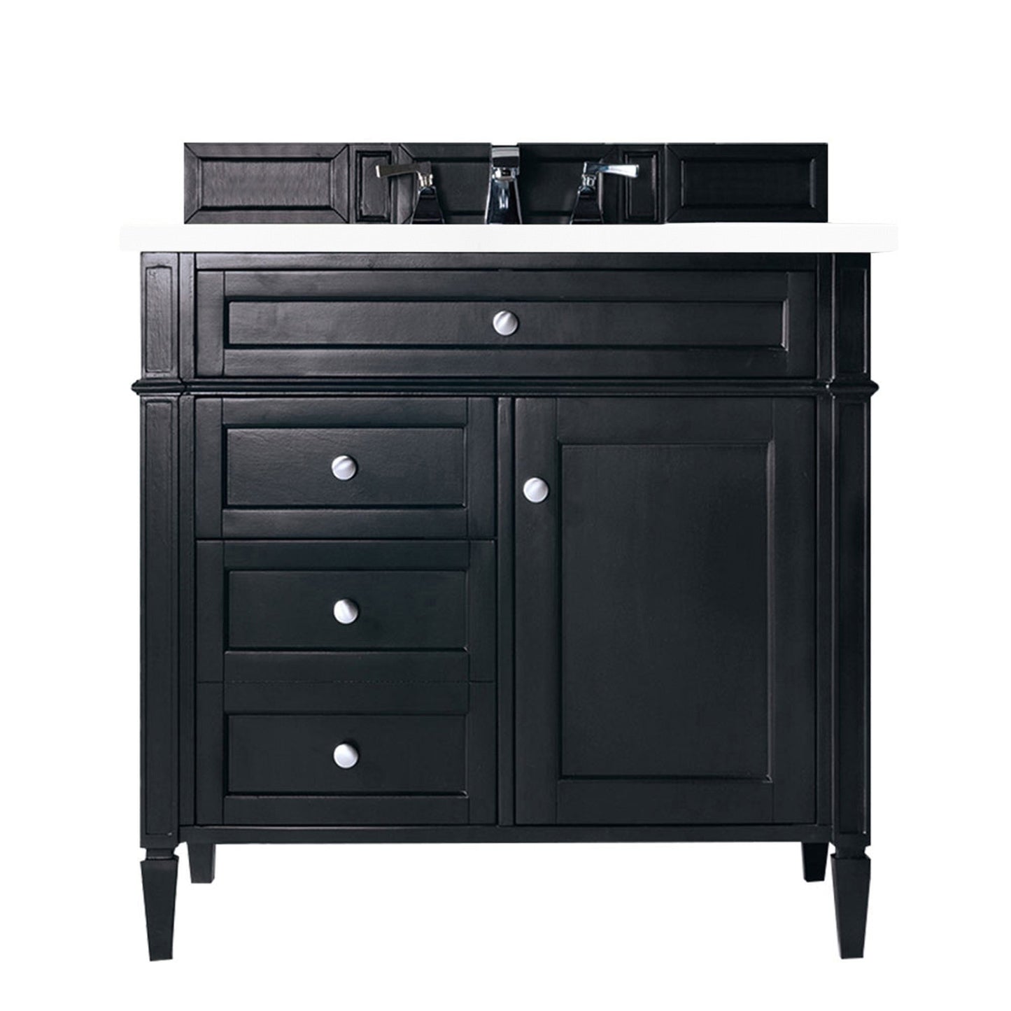 
                  
                    Brittany 36" Single Bathroom Vanity in Black Onyx Single Bathroom Vanity James Martin Vanities White Zeus Silestone 
                  
                