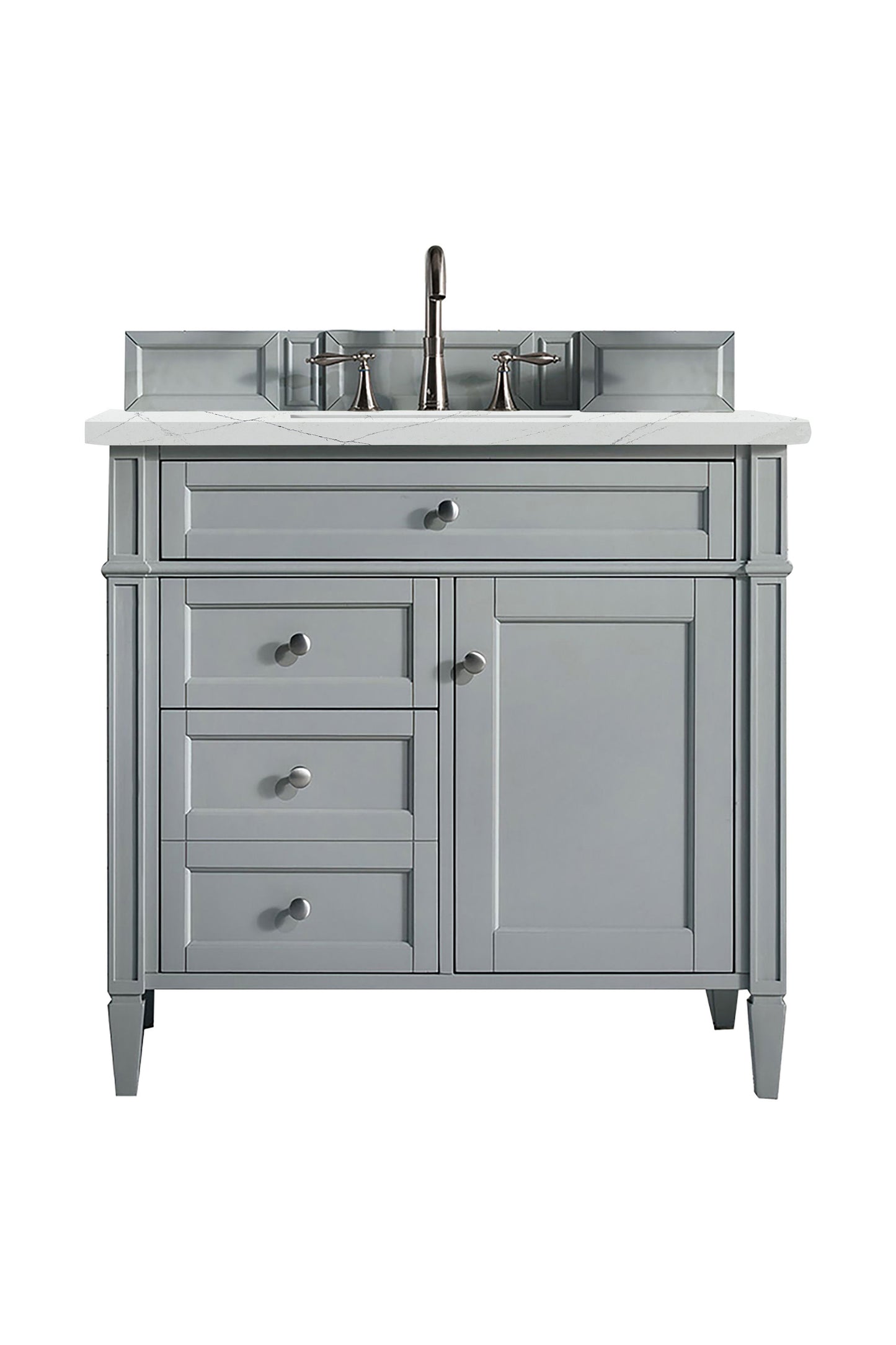 
                  
                    Brittany 36" Single Bathroom Vanity in Urban Gray Single Bathroom Vanity James Martin Vanities Eternal Jasmine Pearl Silestone 
                  
                