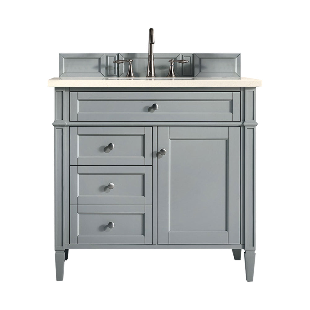 
                  
                    Brittany 36" Single Bathroom Vanity in Urban Gray Single Bathroom Vanity James Martin Vanities Eternal Marfil Silestone 
                  
                