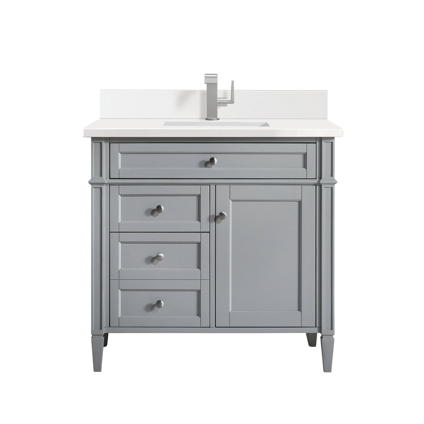 
                  
                    Brittany 36" Single Bathroom Vanity in Urban Gray Single Bathroom Vanity James Martin Vanities White Zeus Single Faucet Silestone Top w/Backsplash 
                  
                