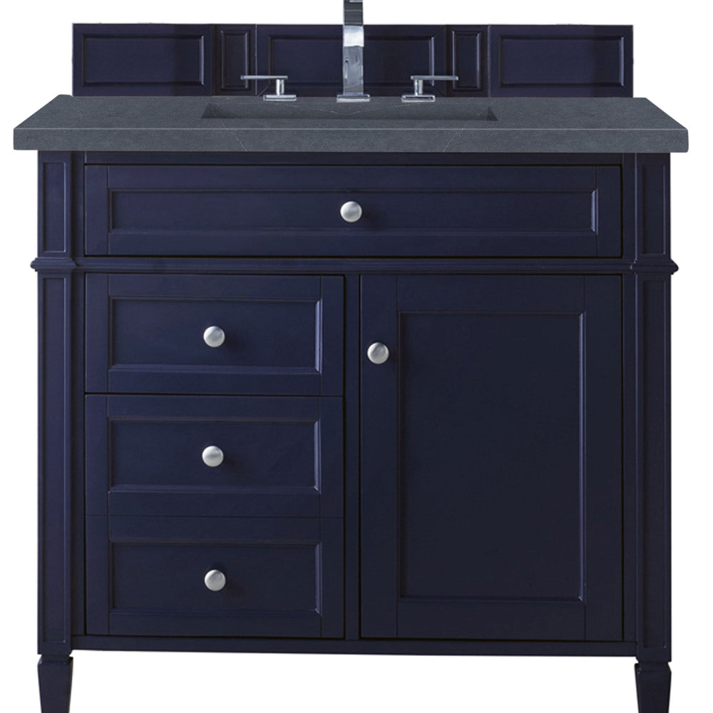 
                  
                    Brittany 36" Single Vanity in Victory Blue Single Bathroom Vanity James Martin Vanities Charcoal Soapstone Silestone 
                  
                