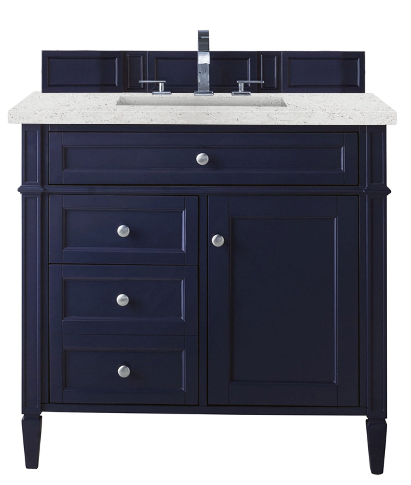 
                  
                    Brittany 36" Single Vanity in Victory Blue Single Bathroom Vanity James Martin Vanities Eternal Jasmine Pearl Silestone 
                  
                