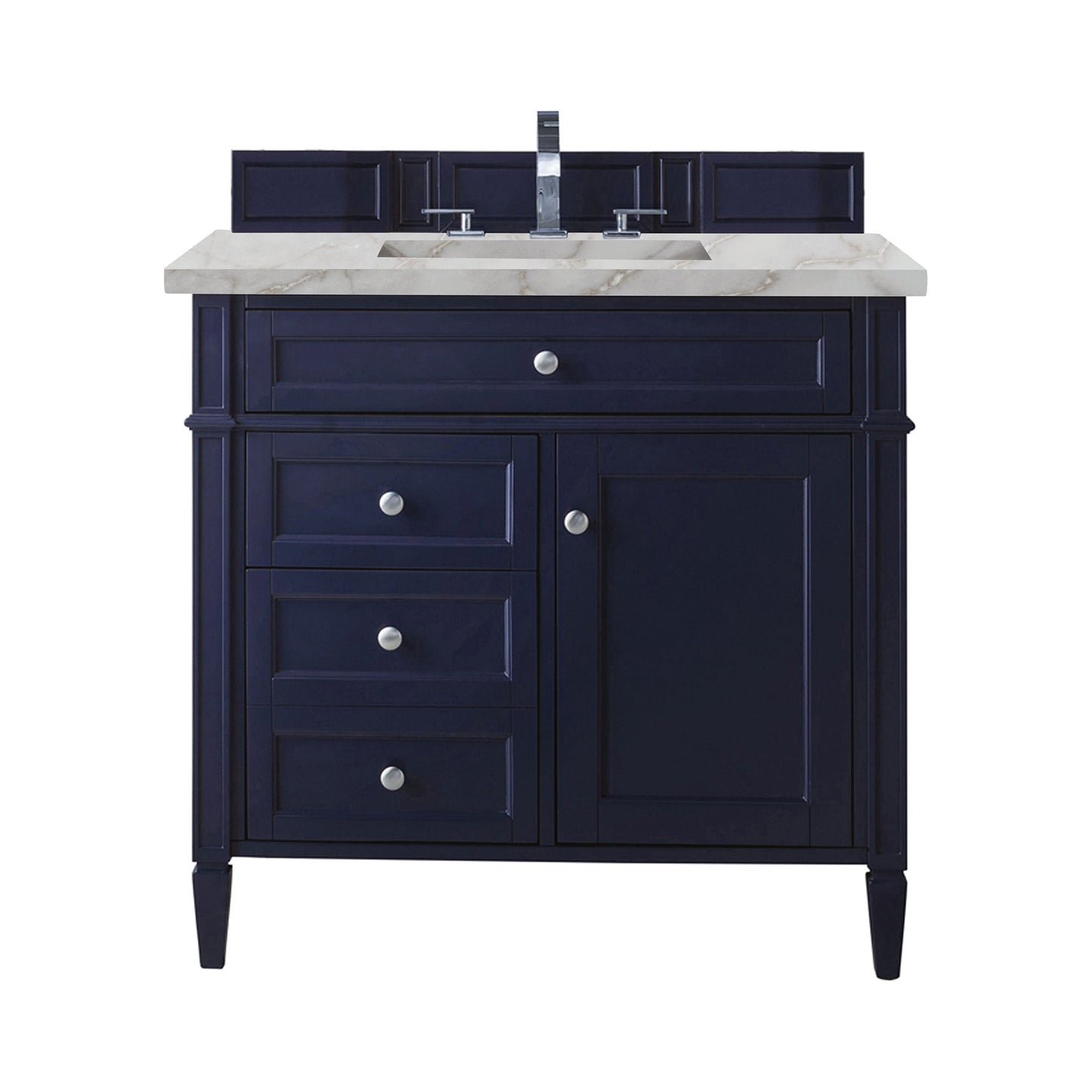 
                  
                    Brittany 36" Single Vanity in Victory Blue Single Bathroom Vanity James Martin Vanities Victorian Silver Silestone 
                  
                