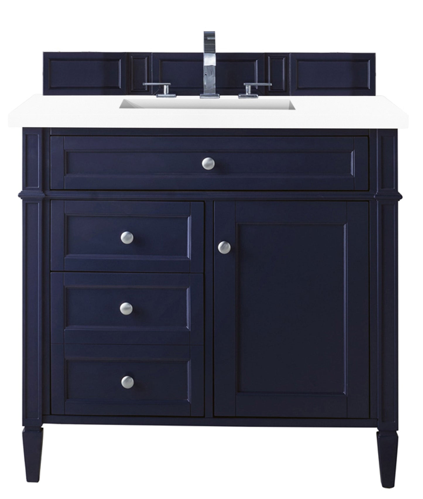 
                  
                    Brittany 36" Single Vanity in Victory Blue Single Bathroom Vanity James Martin Vanities White Zeus Silestone 
                  
                