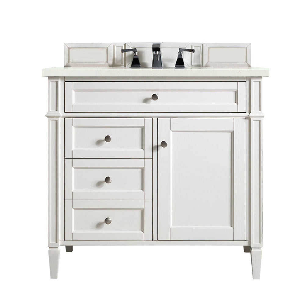 
                  
                    Brittany 36"Single Bathroom Vanity in Bright White Single Bathroom Vanity James Martin Vanities Eternal Marfil Silestone 
                  
                