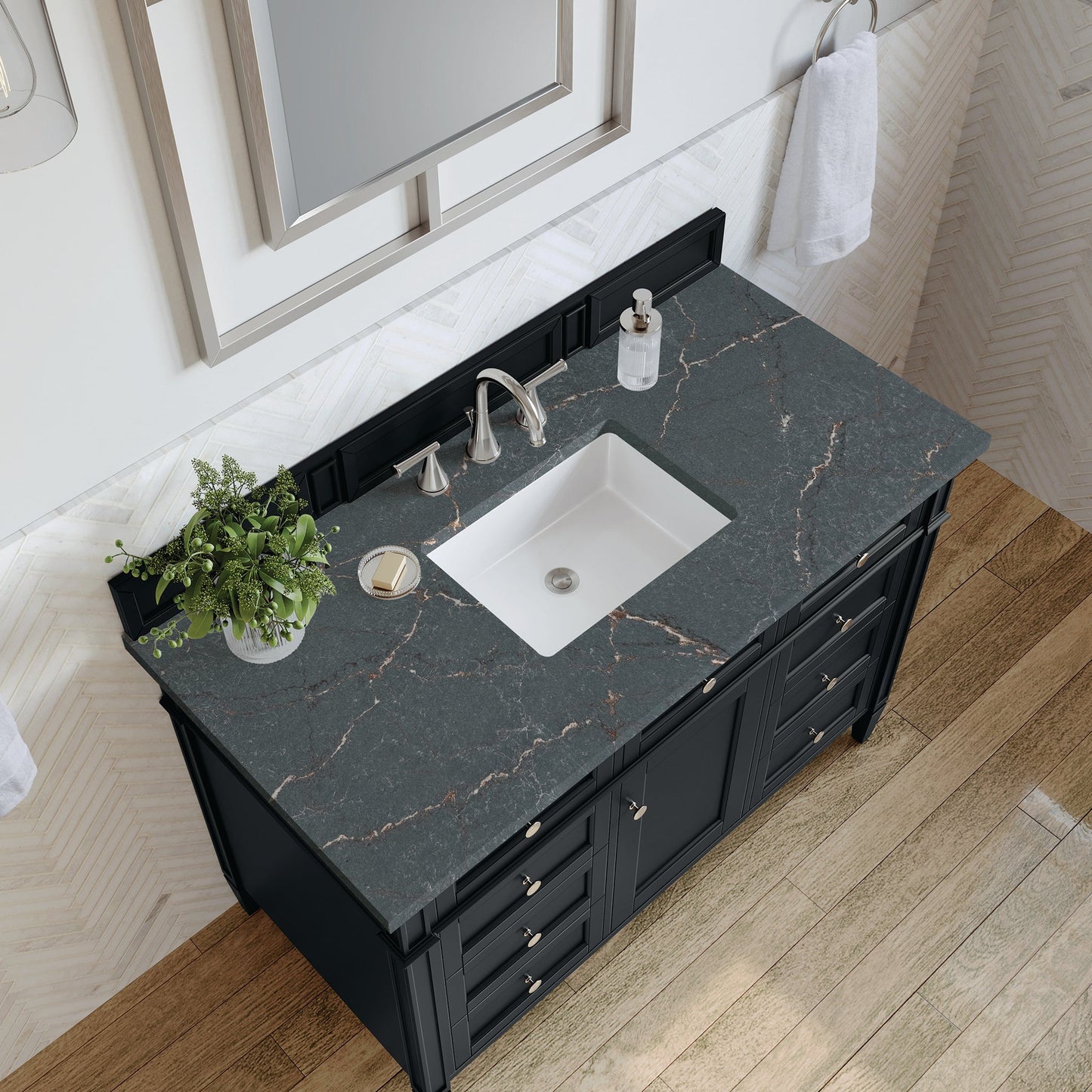 
                  
                    Brittany 48" Single Bathroom Vanity in Black Onyx Single Bathroom Vanity James Martin Vanities Parisien Bleu Silestone 
                  
                