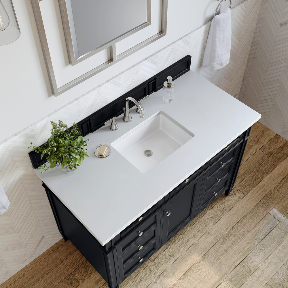 
                  
                    Brittany 48" Single Bathroom Vanity in Black Onyx Single Bathroom Vanity James Martin Vanities White Zeus Silestone 
                  
                