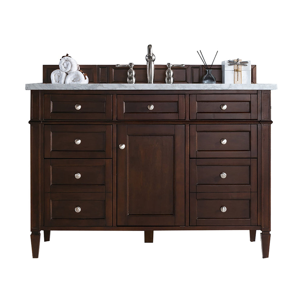 
                  
                    Brittany 48" Single Bathroom Vanity in Burnished Mahogany Single Bathroom Vanity James Martin Vanities Arctic Fall Solid Surface 
                  
                