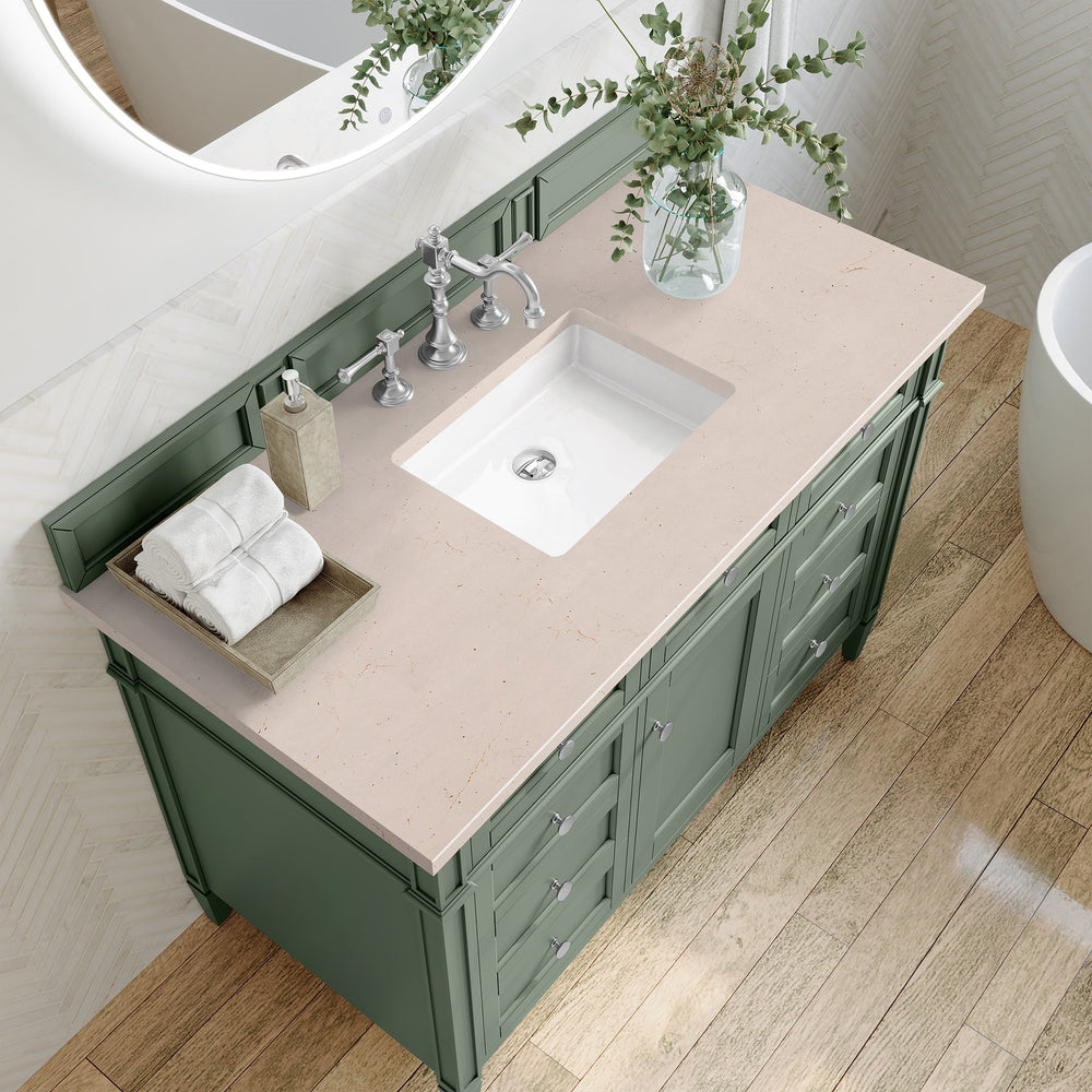 
                  
                    Brittany 48" Single Bathroom Vanity in Smokey Celadon Single Bathroom Vanity James Martin Vanities Eternal Marfil Silestone 
                  
                