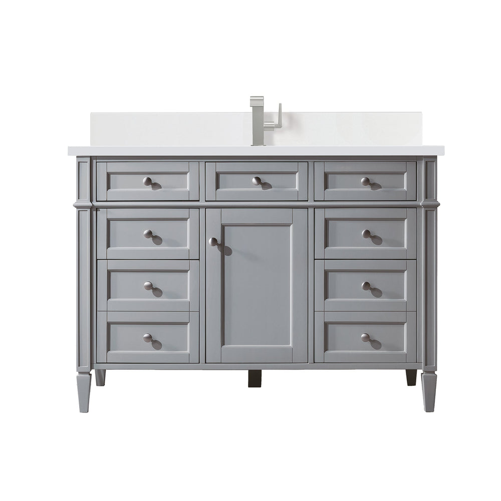 
                  
                    Brittany 48" Single Bathroom Vanity in Urban Gray Single Bathroom Vanity James Martin Vanities White Zeus Single Faucet Silestone Top w/Backsplash 
                  
                