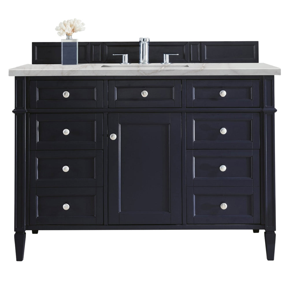 
                  
                    Brittany 48" Single Bathroom Vanity in Victory Blue Single Bathroom Vanity James Martin Vanities Victorian Silver Silestone 
                  
                