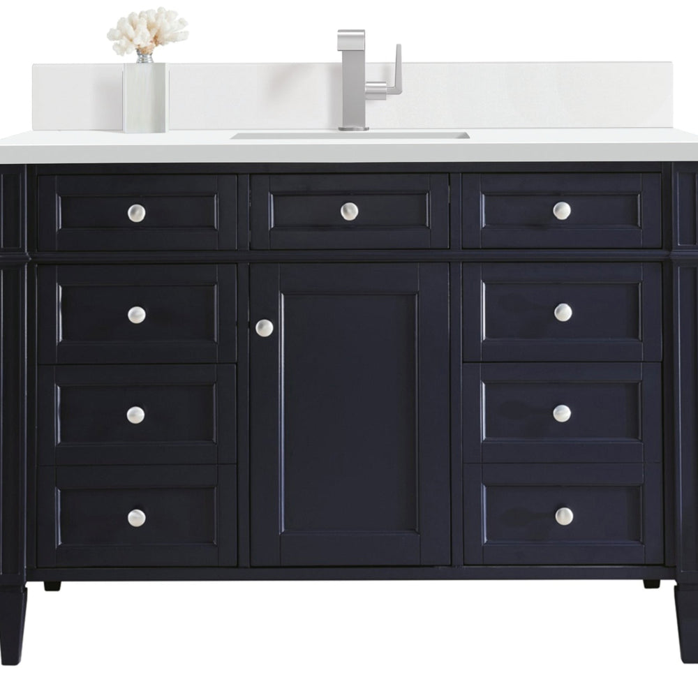 
                  
                    Brittany 48" Single Bathroom Vanity in Victory Blue Single Bathroom Vanity James Martin Vanities White Zeus Single Faucet Silestone Top w/Backsplash 
                  
                