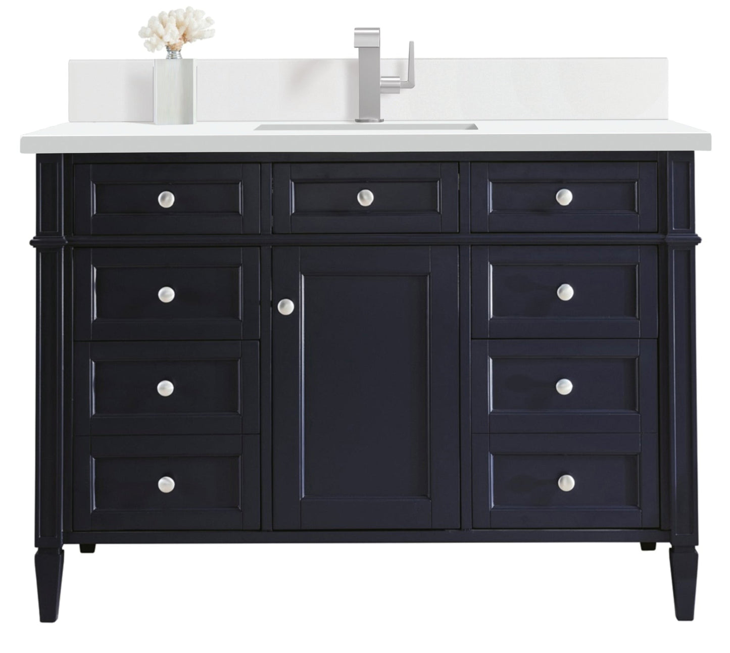 
                  
                    Brittany 48" Single Bathroom Vanity in Victory Blue Single Bathroom Vanity James Martin Vanities White Zeus Single Faucet Silestone Top w/Backsplash 
                  
                