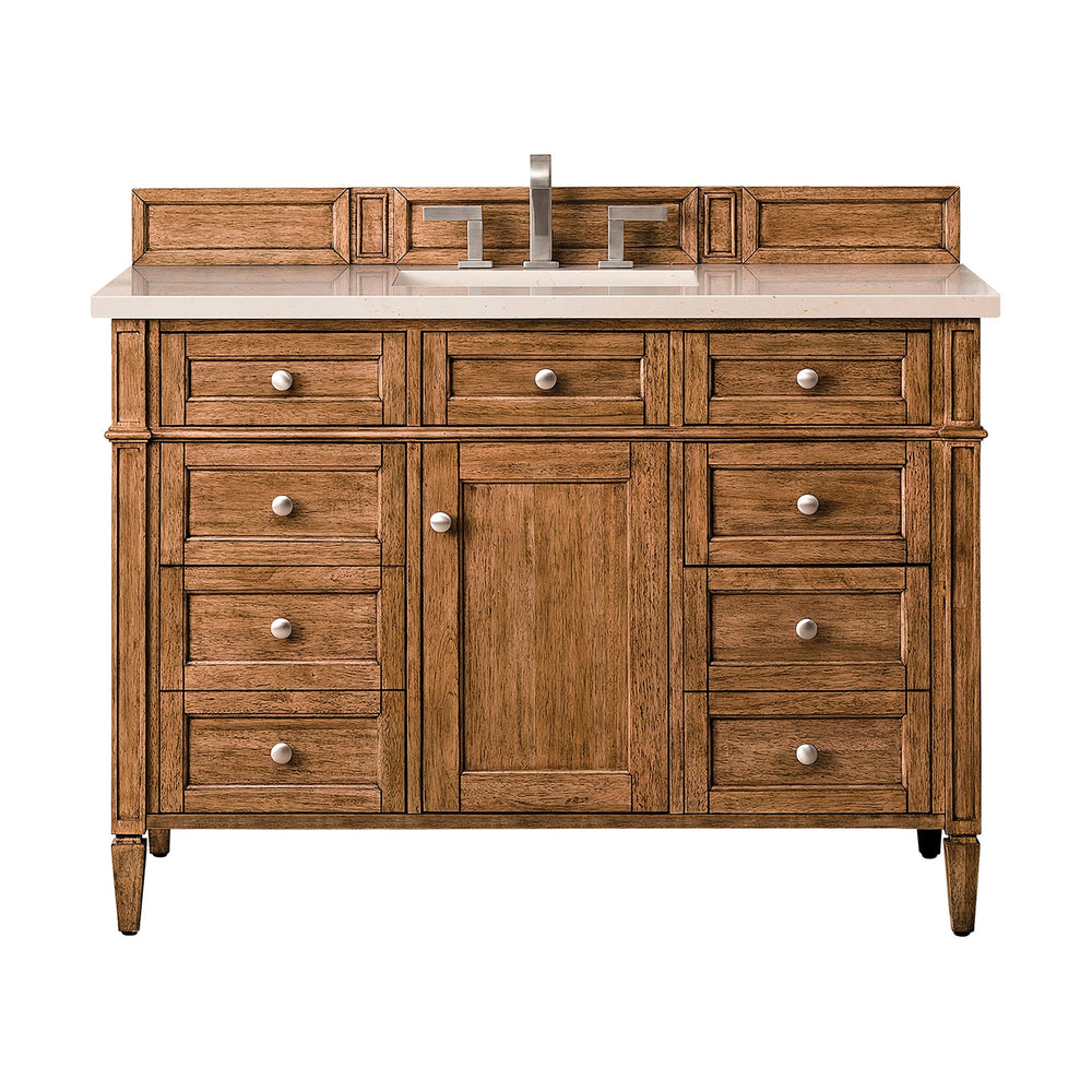 
                  
                    Brittany 48" Single Vanity Cabinet in Saddle Brown Single Bathroom Vanity James Martin Vanities Eternal Marfil Silestone 
                  
                