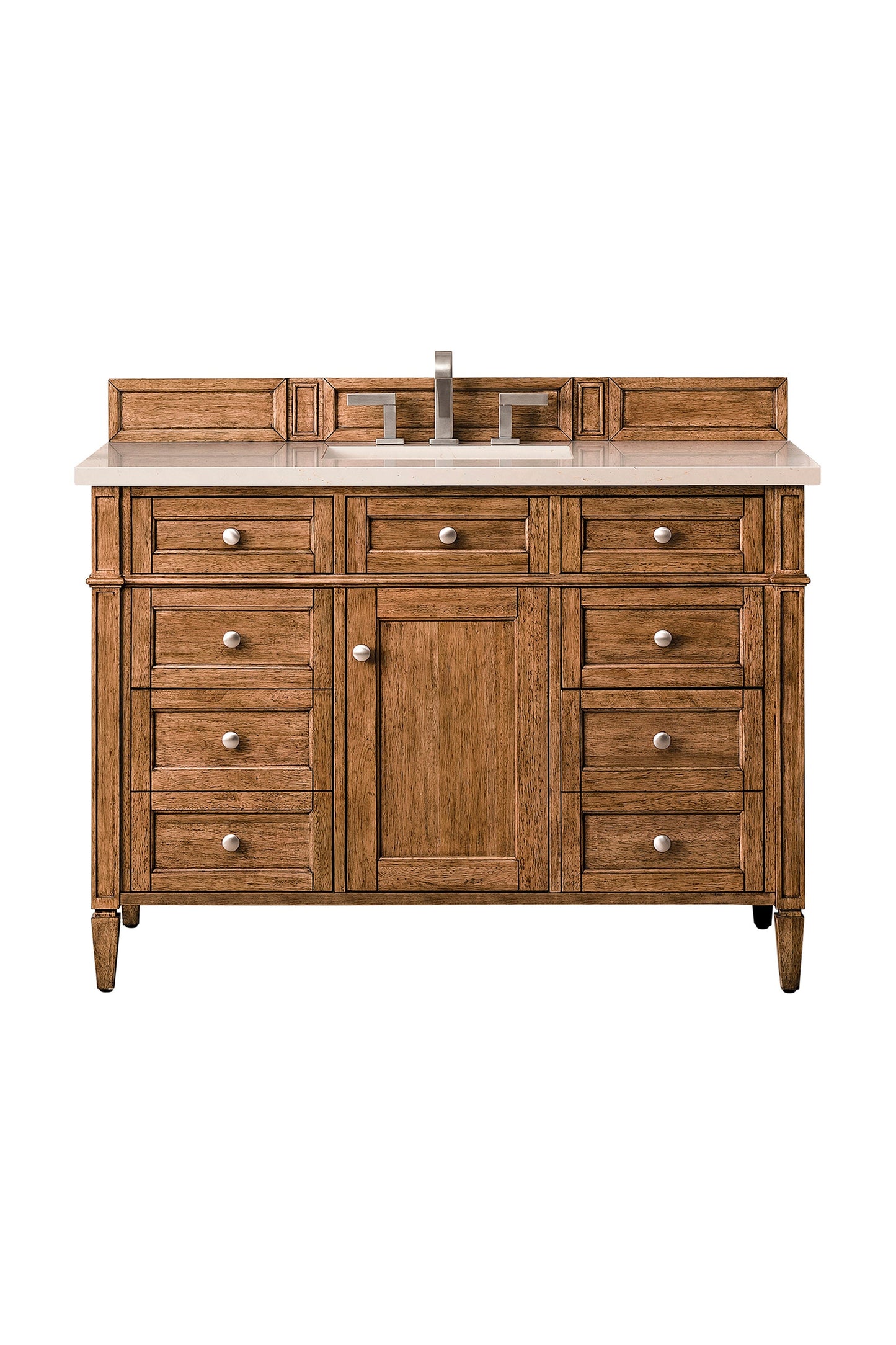 
                  
                    Brittany 48" Single Vanity Cabinet in Saddle Brown Single Bathroom Vanity James Martin Vanities Eternal Marfil Silestone 
                  
                