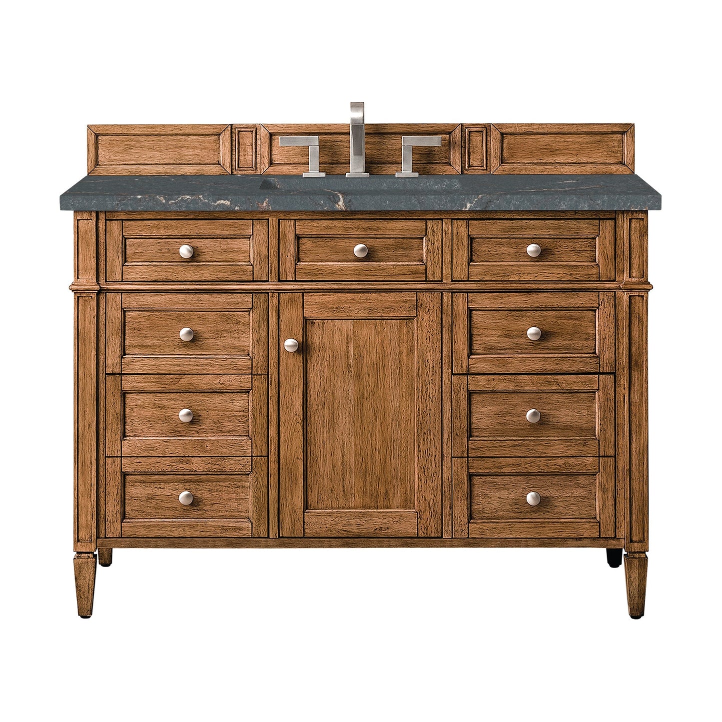 
                  
                    Brittany 48" Single Vanity Cabinet in Saddle Brown Single Bathroom Vanity James Martin Vanities Parisien Bleu Silestone 
                  
                