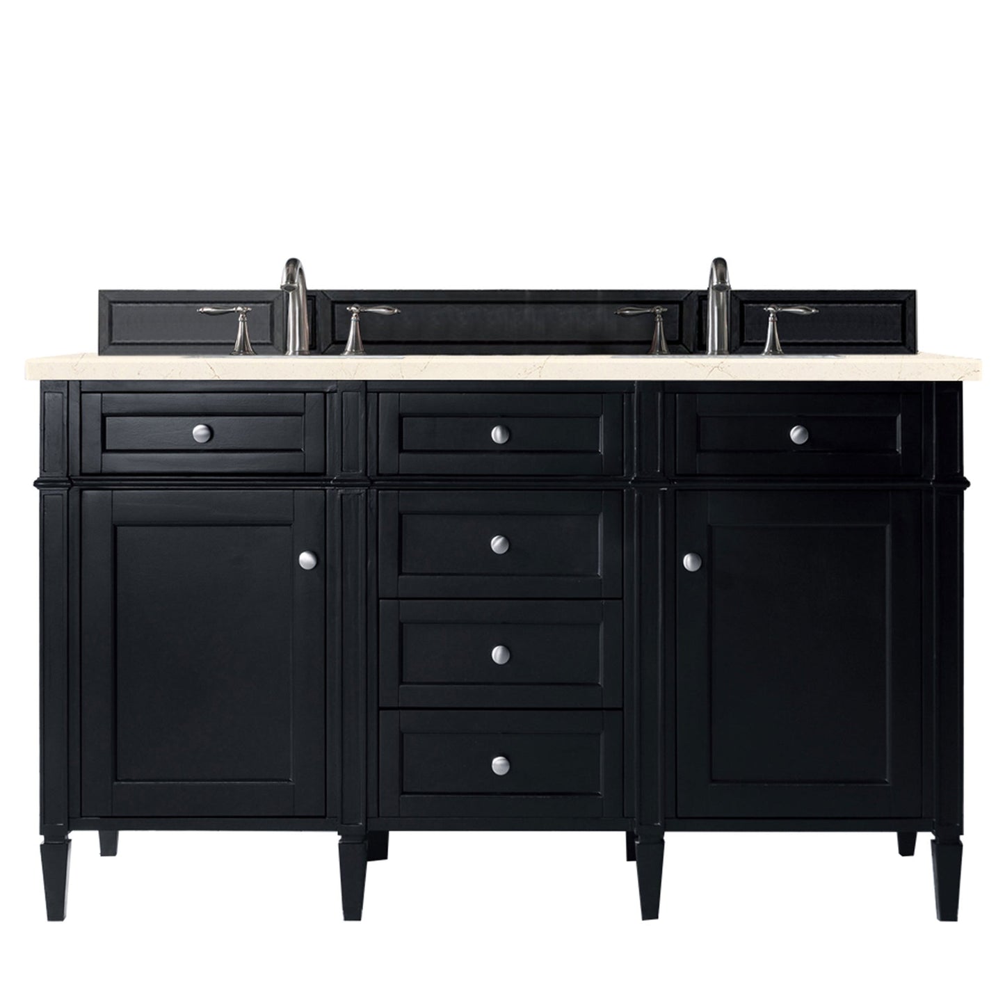 
                  
                    Brittany 60" Double Bathroom Vanity in Black Onyx Double bathroom Vanity James Martin Vanities Eternal Marfil Silestone 
                  
                