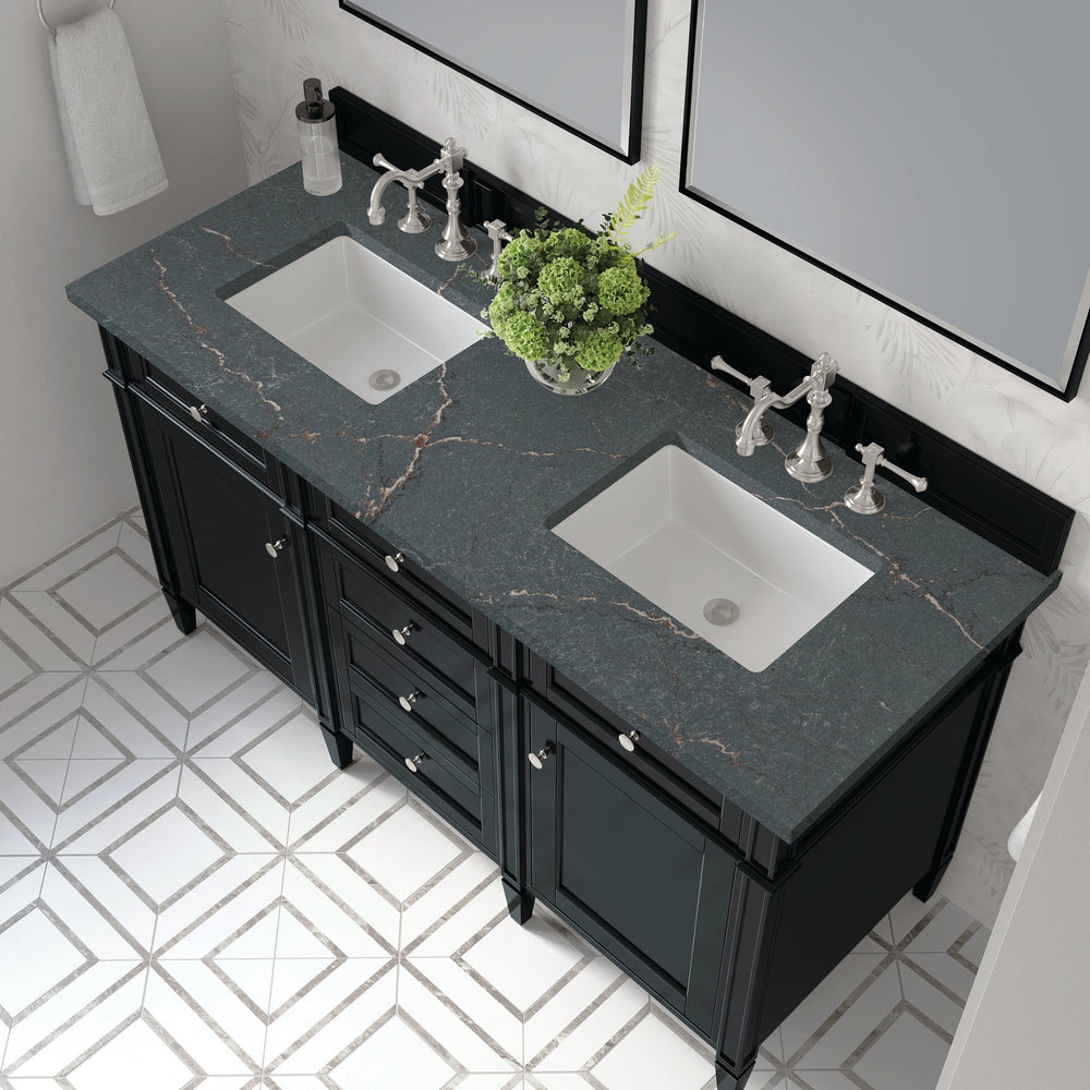 
                  
                    Brittany 60" Double Bathroom Vanity in Black Onyx Double bathroom Vanity James Martin Vanities Parisien Bleu Silestone 
                  
                