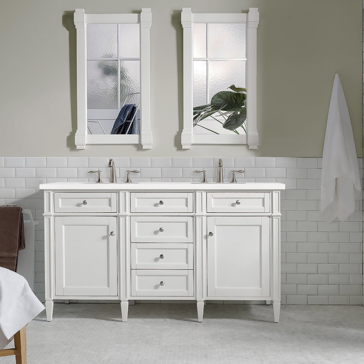 
                  
                    Brittany 60" Double Bathroom Vanity in Bright White Double bathroom Vanity James Martin Vanities Select Your Top 
                  
                