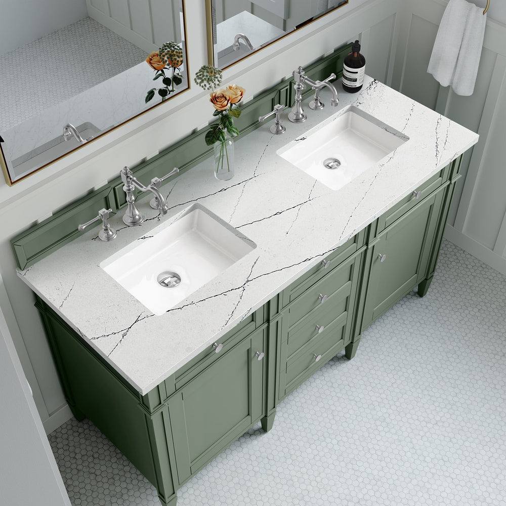 
                  
                    Brittany 60" Double Bathroom Vanity in Smokey Celadon Double bathroom Vanity James Martin Vanities Ethereal Noctis Silestone 
                  
                