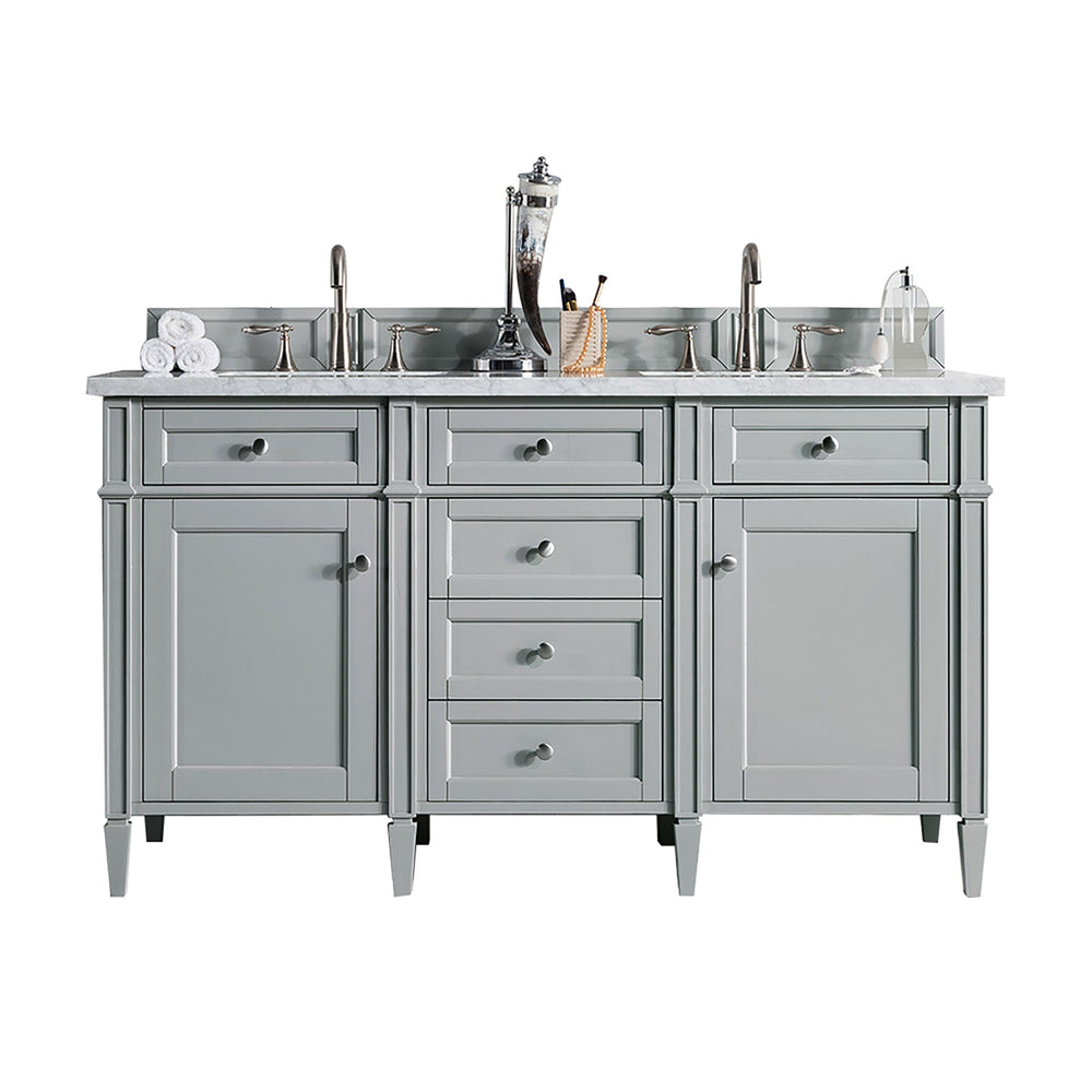 
                  
                    Brittany 60" Double Bathroom Vanity in Urban Gray Double bathroom Vanity James Martin Vanities Eternal Jasmine Pearl Silestone 
                  
                