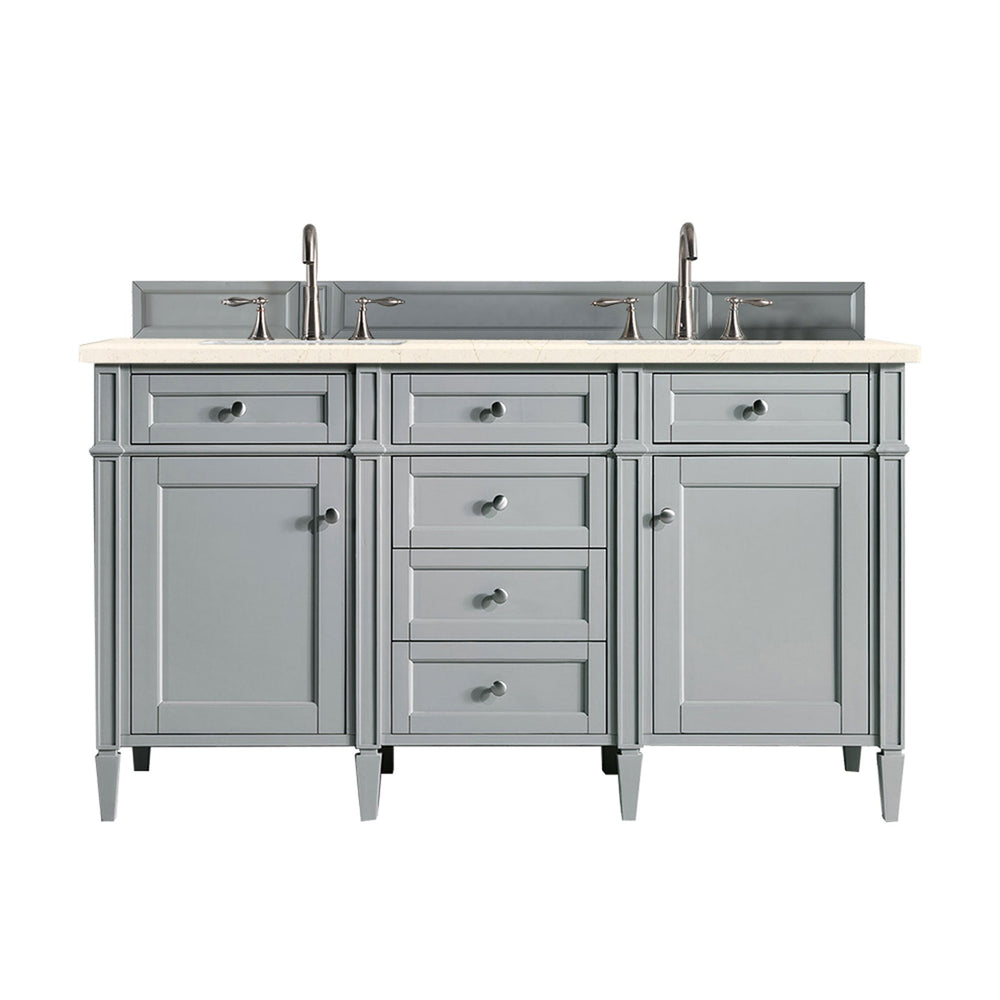 
                  
                    Brittany 60" Double Bathroom Vanity in Urban Gray Double bathroom Vanity James Martin Vanities Eternal Marfil Silestone 
                  
                