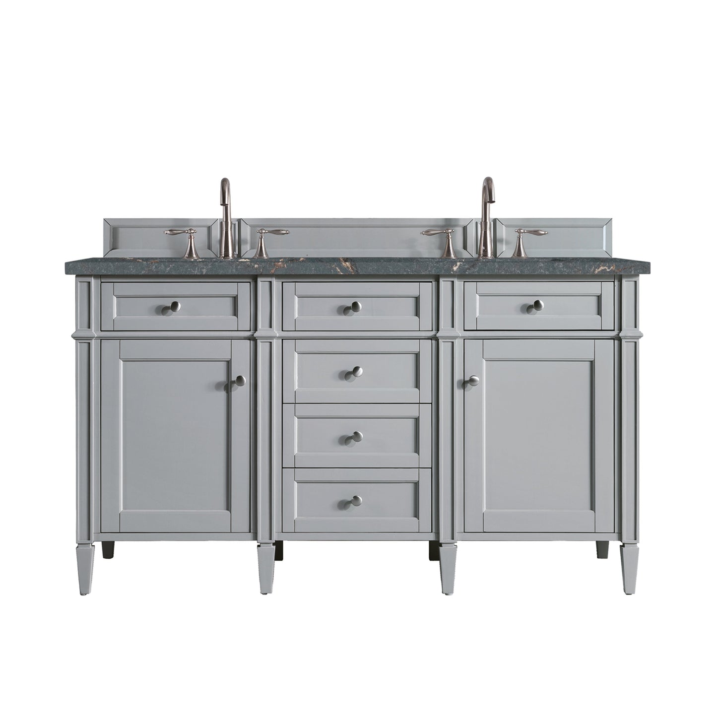 
                  
                    Brittany 60" Double Bathroom Vanity in Urban Gray Double bathroom Vanity James Martin Vanities Parisien Bleu Silestone 
                  
                