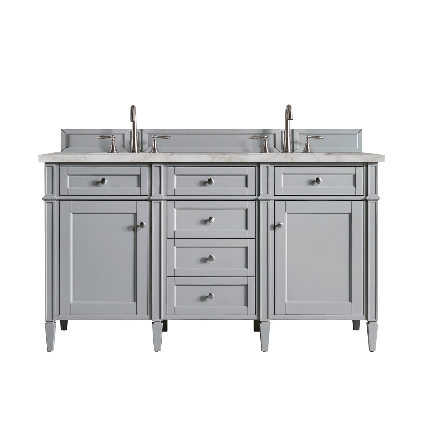 
                  
                    Brittany 60" Double Bathroom Vanity in Urban Gray Double bathroom Vanity James Martin Vanities Victorian Silver Silestone 
                  
                