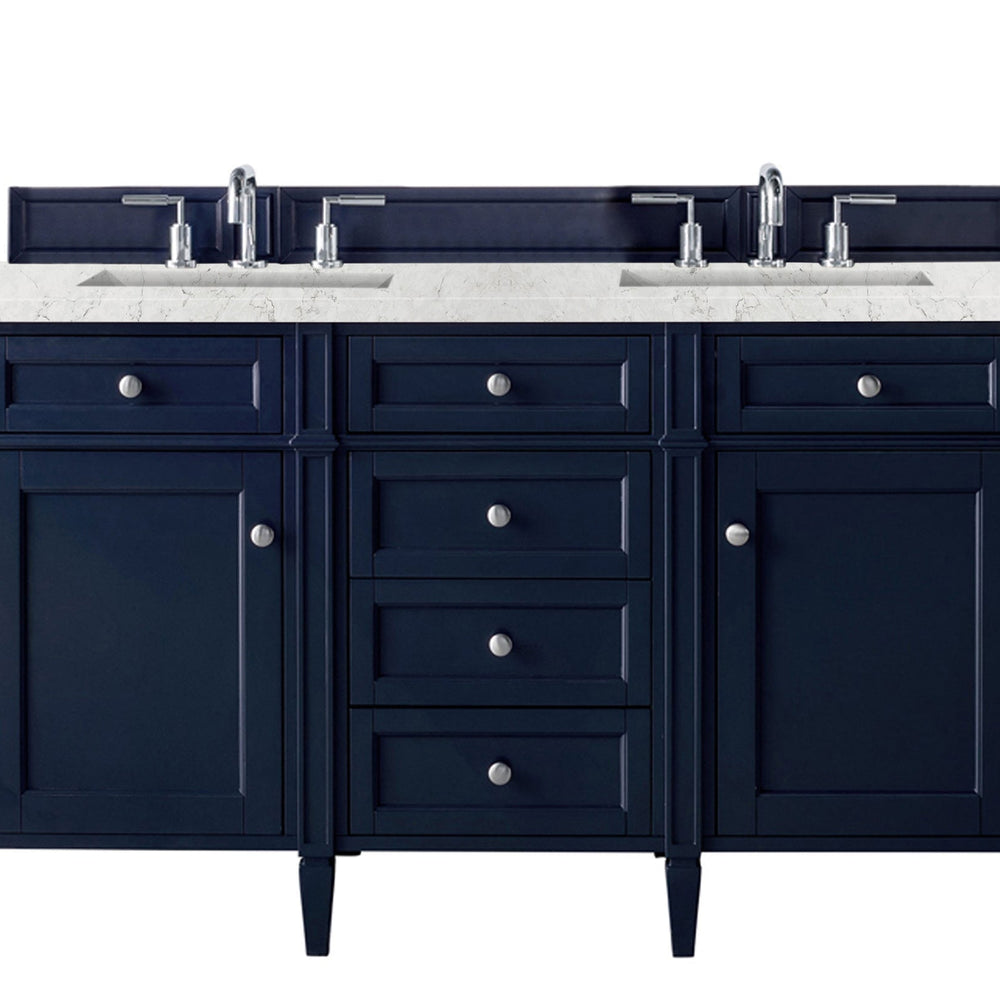 
                  
                    Brittany 60" Double Bathroom Vanity in Victory Blue Double bathroom Vanity James Martin Vanities Eternal Jasmine Pearl Silestone 
                  
                