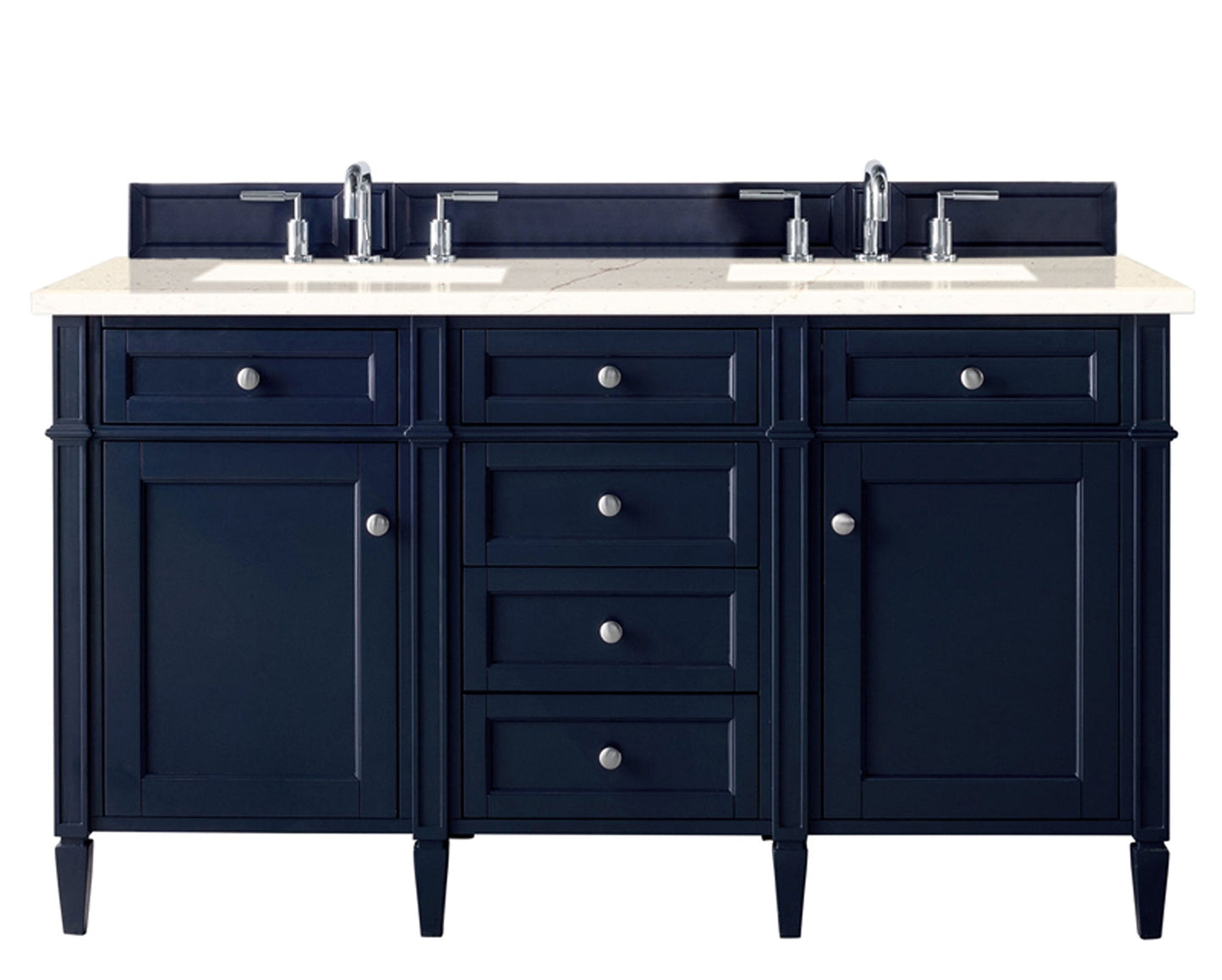 
                  
                    Brittany 60" Double Bathroom Vanity in Victory Blue Double bathroom Vanity James Martin Vanities Eternal Marfil Silestone 
                  
                