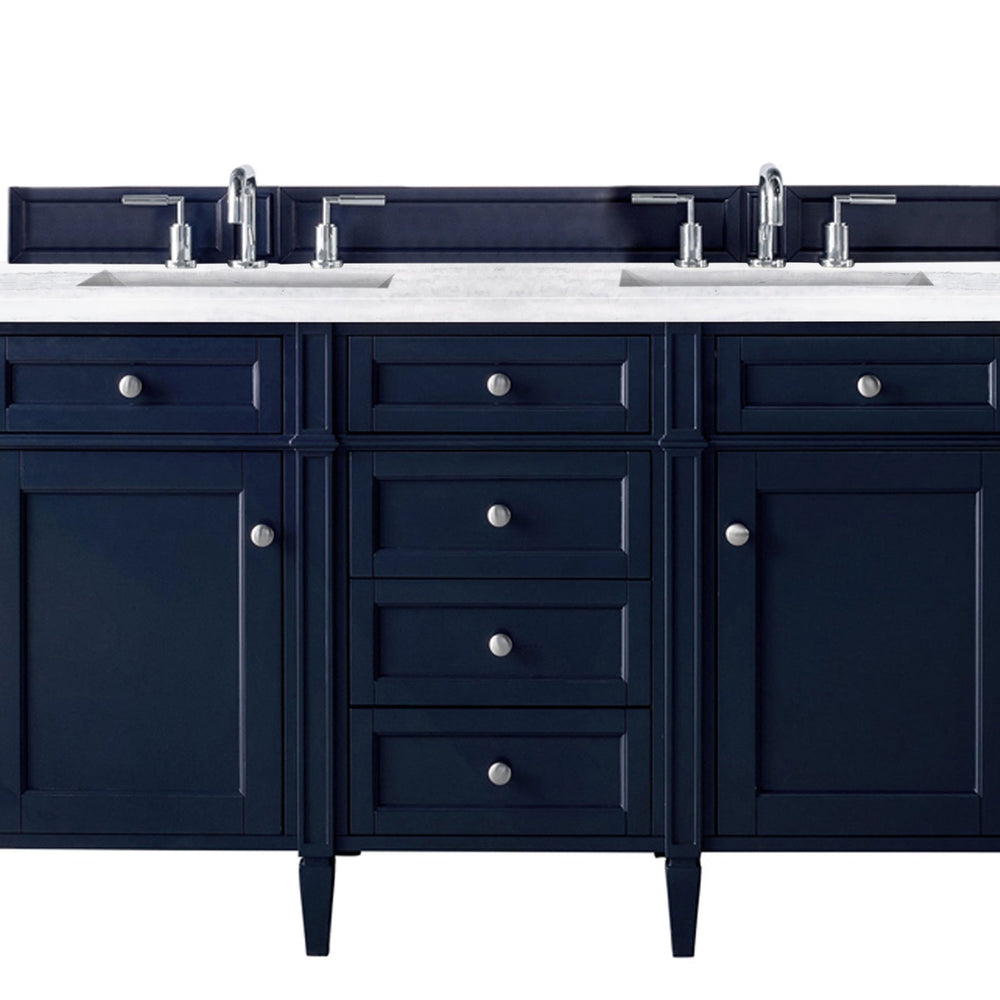 
                  
                    Brittany 60" Double Bathroom Vanity in Victory Blue Double bathroom Vanity James Martin Vanities White Zeus Silestone 
                  
                