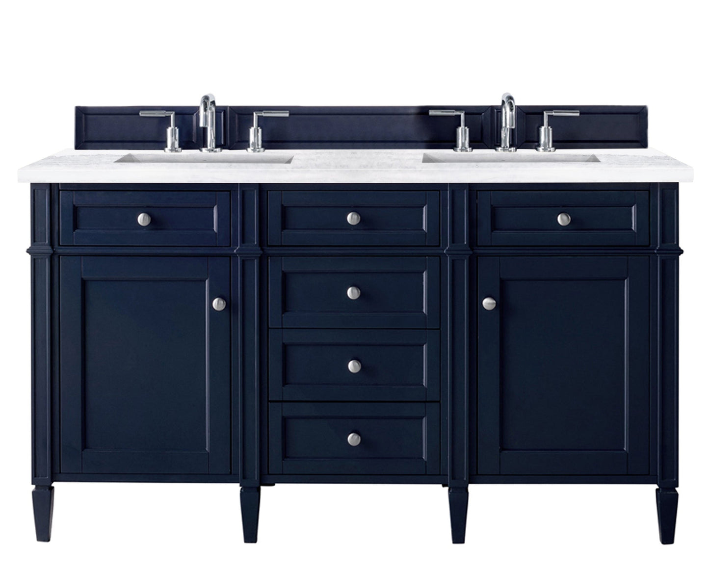 
                  
                    Brittany 60" Double Bathroom Vanity in Victory Blue Double bathroom Vanity James Martin Vanities White Zeus Silestone 
                  
                