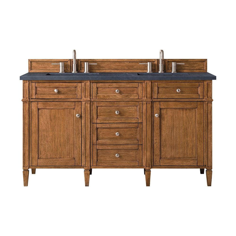 
                  
                    Brittany 60" Double Vanity Cabinet in Saddle Brown Double Bathroom Vanity James Martin Vanities Charcoal Soapstone Silestone 
                  
                