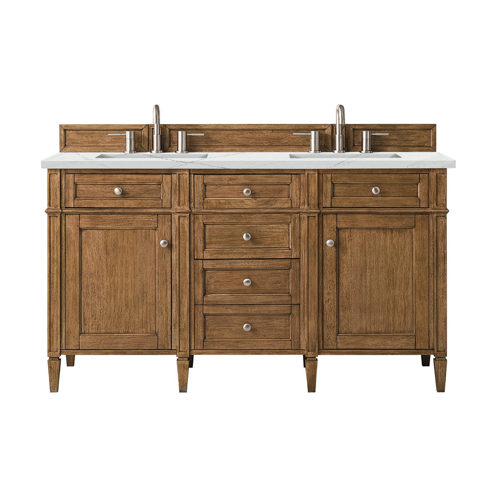 
                  
                    Brittany 60" Double Vanity Cabinet in Saddle Brown Double Bathroom Vanity James Martin Vanities Ethereal Noctis Silestone 
                  
                