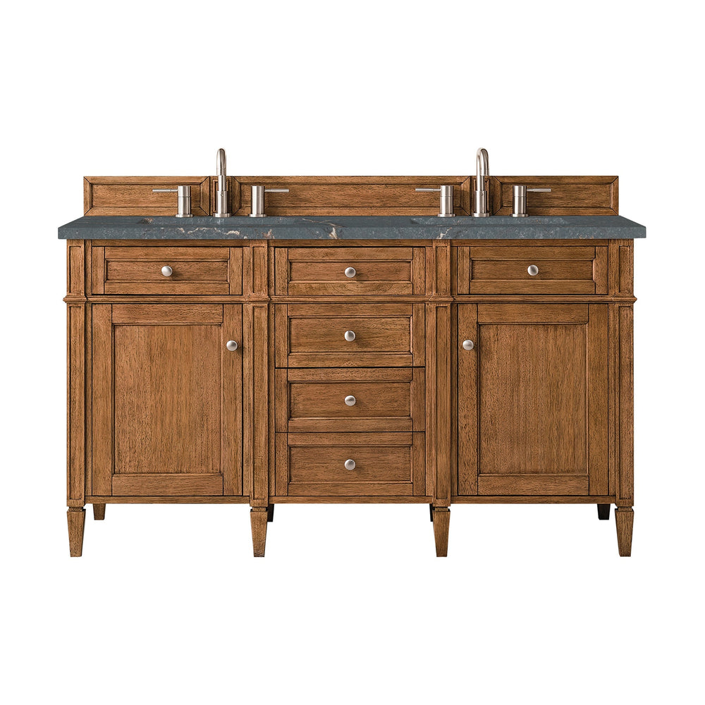 
                  
                    Brittany 60" Double Vanity Cabinet in Saddle Brown Double Bathroom Vanity James Martin Vanities Parisien Bleu Silestone 
                  
                