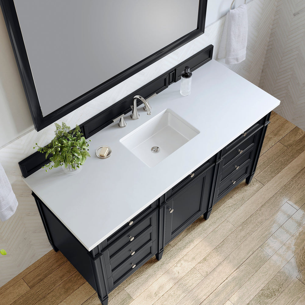 
                  
                    Brittany 60" Single Bathroom Vanity in Black Onyx Single Bathroom Vanity James Martin Vanities White Zeus Silestone 
                  
                