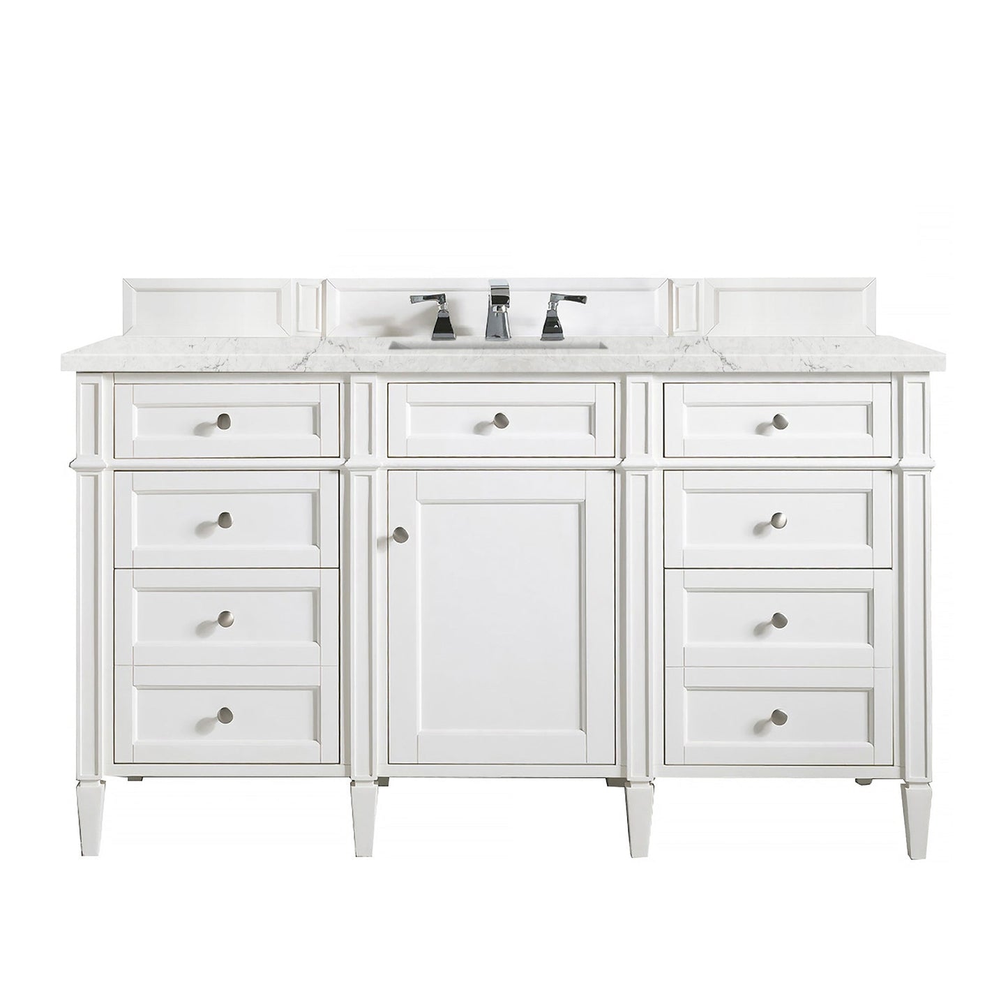 
                  
                    Brittany 60" Single Bathroom Vanity in Bright White Single Bathroom Vanity James Martin Vanities Eternal Jasmine Pearl Silestone 
                  
                