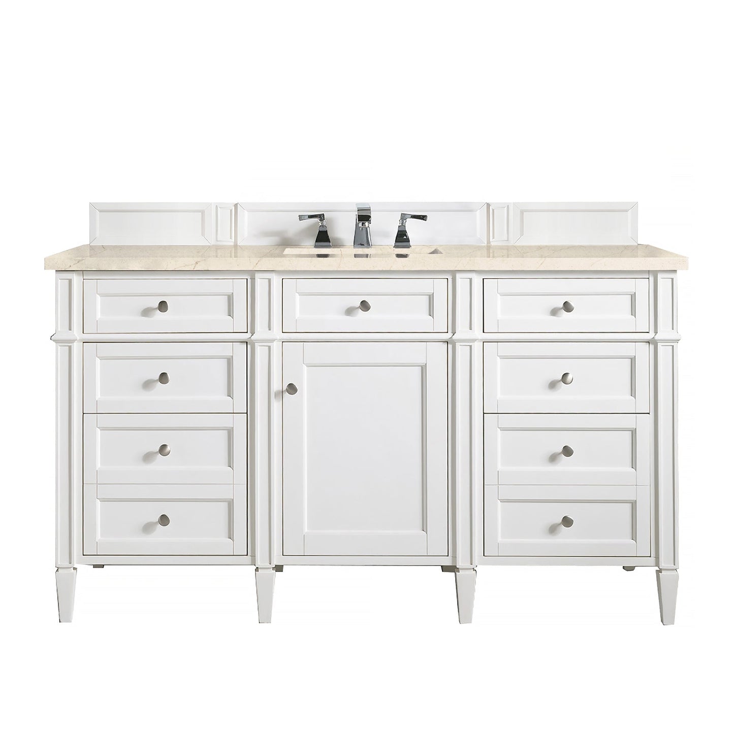 
                  
                    Brittany 60" Single Bathroom Vanity in Bright White Single Bathroom Vanity James Martin Vanities Eternal Marfil Silestone 
                  
                