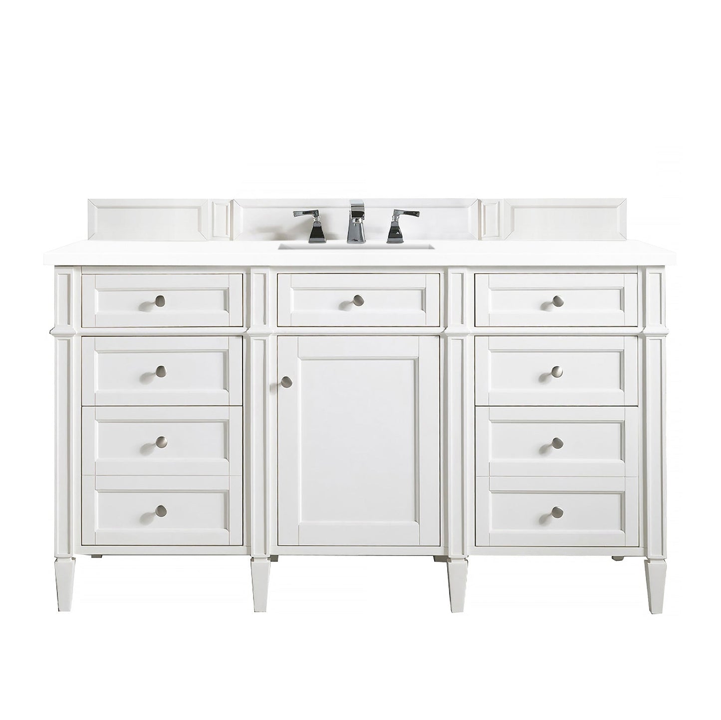 
                  
                    Brittany 60" Single Bathroom Vanity in Bright White Single Bathroom Vanity James Martin Vanities White Zeus Silestone 
                  
                