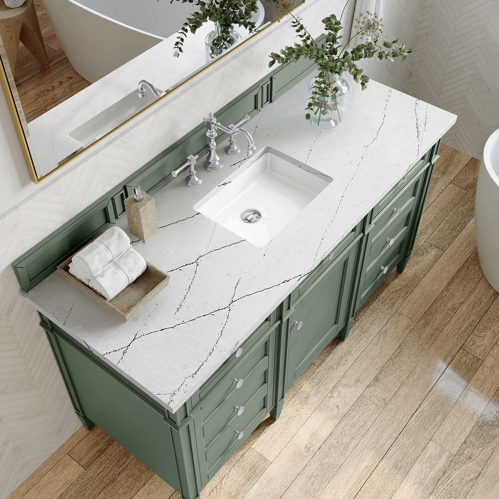 
                  
                    Brittany 60" Single Bathroom Vanity in Smokey Celadon Single Bathroom Vanity James Martin Vanities Ethereal Noctis Silestone 
                  
                