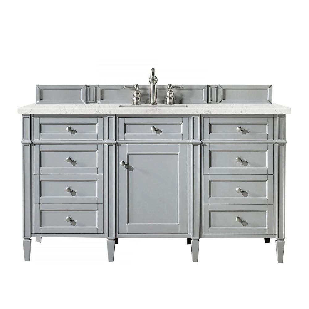 
                  
                    Brittany 60" Single Bathroom Vanity in Urban Gray Single Bathroom Vanity James Martin Vanities Eternal Jasmine Pearl Silestone 
                  
                