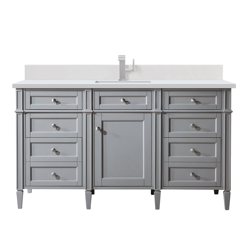 
                  
                    Brittany 60" Single Bathroom Vanity in Urban Gray Single Bathroom Vanity James Martin Vanities White Zeus Single Faucet Quartz Top w/Backsplash 
                  
                