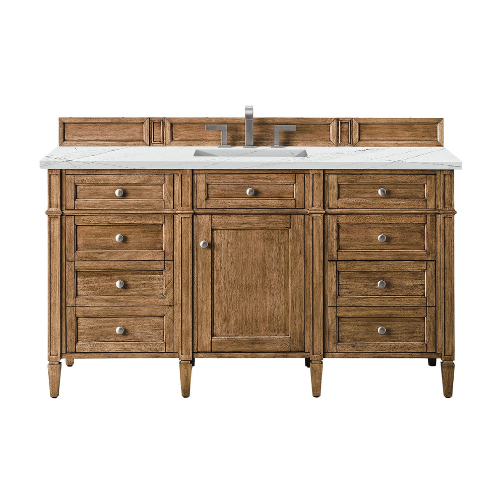 
                  
                    Brittany 60" Single Vanity Cabinet in Saddle Brown Single Bathroom Vanity James Martin Vanities Ethereal Noctis Silestone 
                  
                