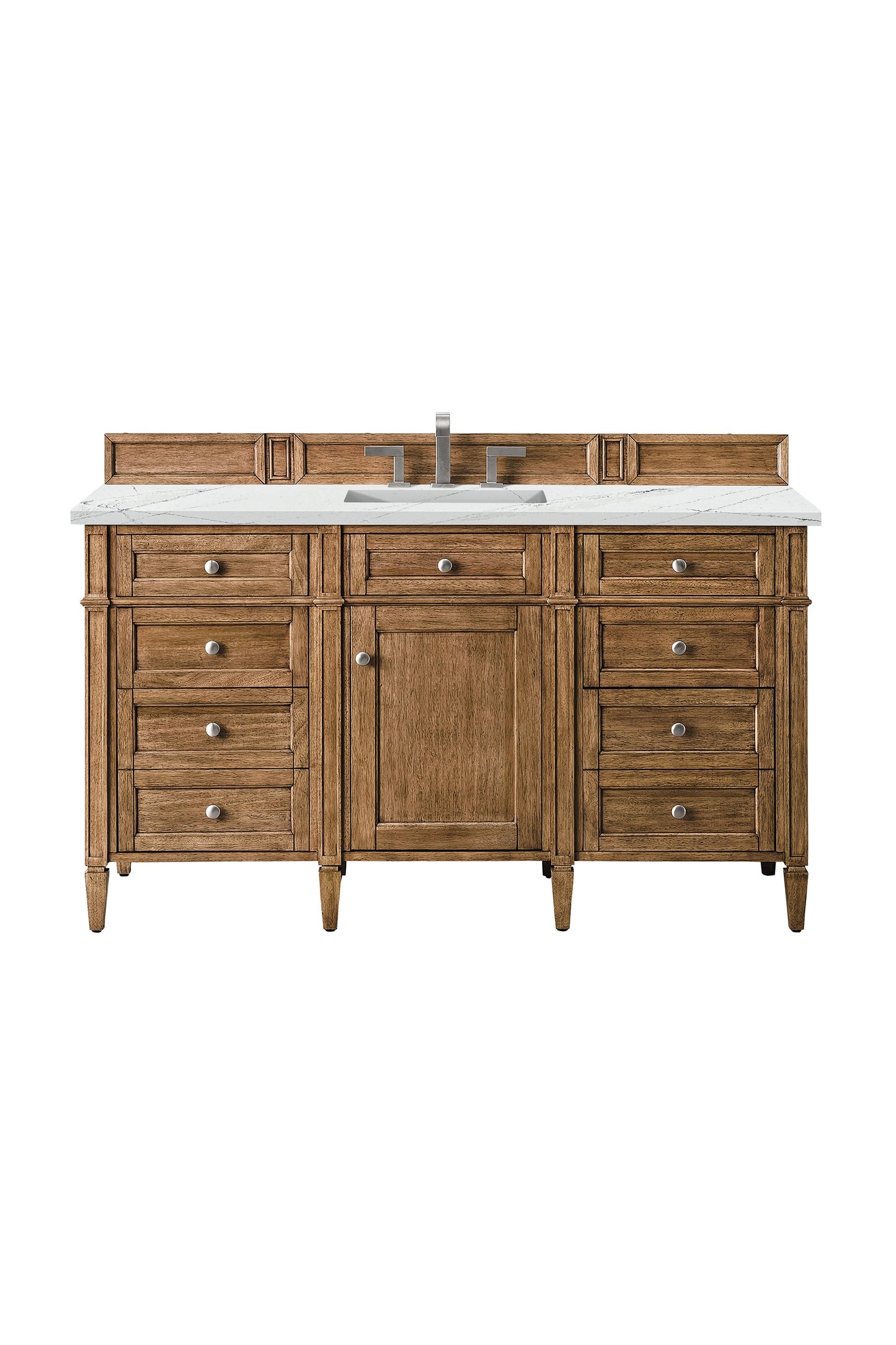 
                  
                    Brittany 60" Single Vanity Cabinet in Saddle Brown Single Bathroom Vanity James Martin Vanities Ethereal Noctis Silestone 
                  
                