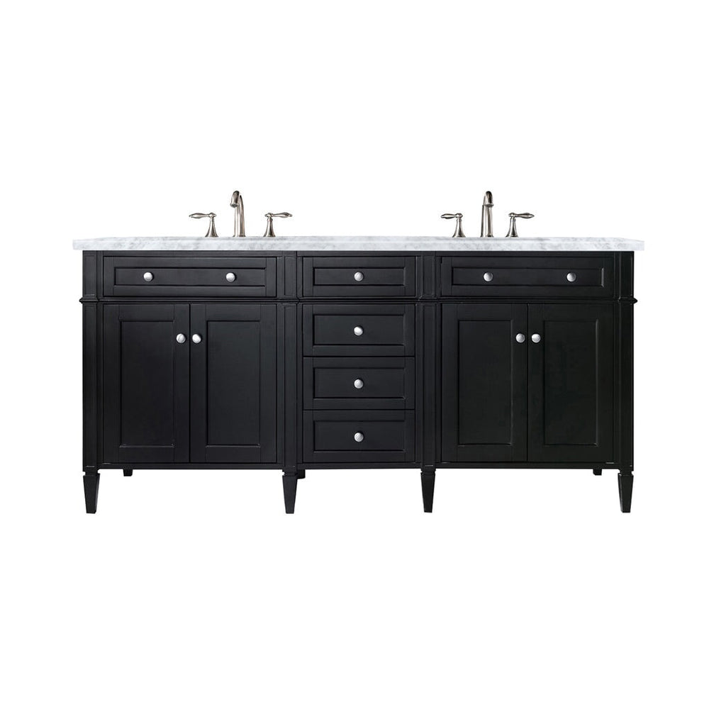 
                  
                    Brittany 72" Double Bathroom Vanity in Black Onyx Double bathroom Vanity James Martin Vanities Eternal Jasmine Pearl Silestone 
                  
                