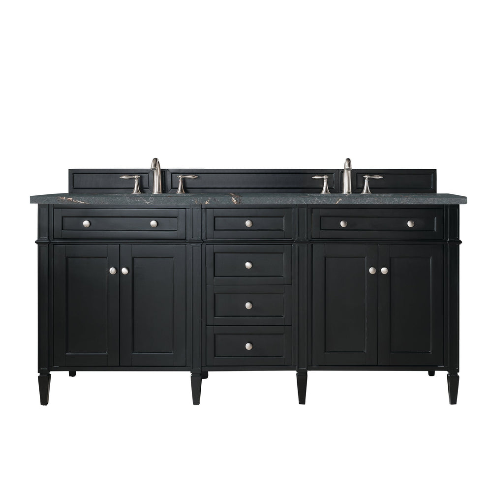 
                  
                    Brittany 72" Double Bathroom Vanity in Black Onyx Double bathroom Vanity James Martin Vanities Parisien Bleu Quartz 
                  
                