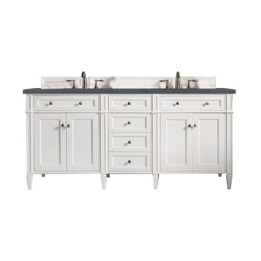 
                  
                    Brittany 72" Double Bathroom Vanity in Bright White Double bathroom Vanity James Martin Vanities Charcoal Soapstone Silestone 
                  
                