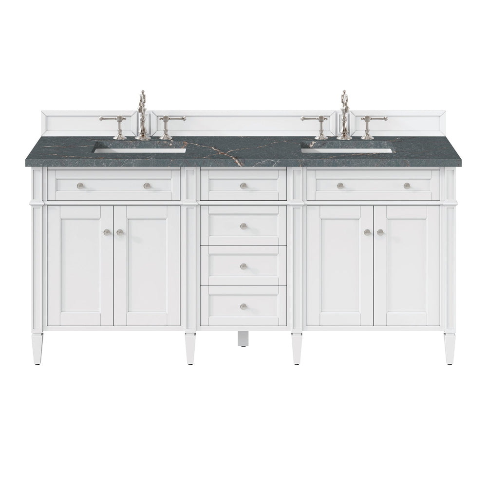 
                  
                    Brittany 72" Double Bathroom Vanity in Bright White Double bathroom Vanity James Martin Vanities Parisien Bleu Silestone 
                  
                